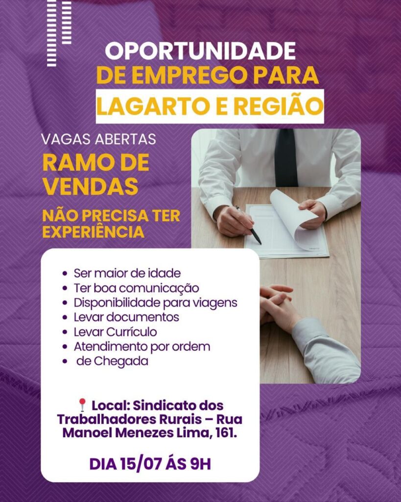 vaga emprego vendas